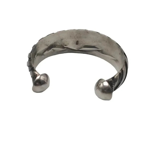 925 Sterling Silver Texture Southwestern Cable Open Cuff Bracelet Vintage - Picture 2 of 9